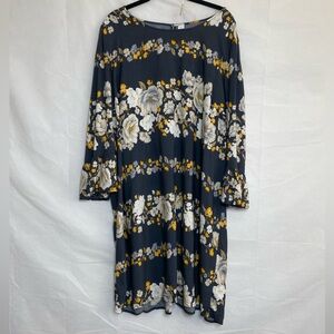 Old Navy Navy Floral Long Sleeve Dress